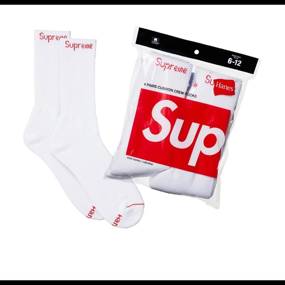 Supreme Other - Supreme SS18 Hanes Crew Socks 4 Pack Red Box Logo
